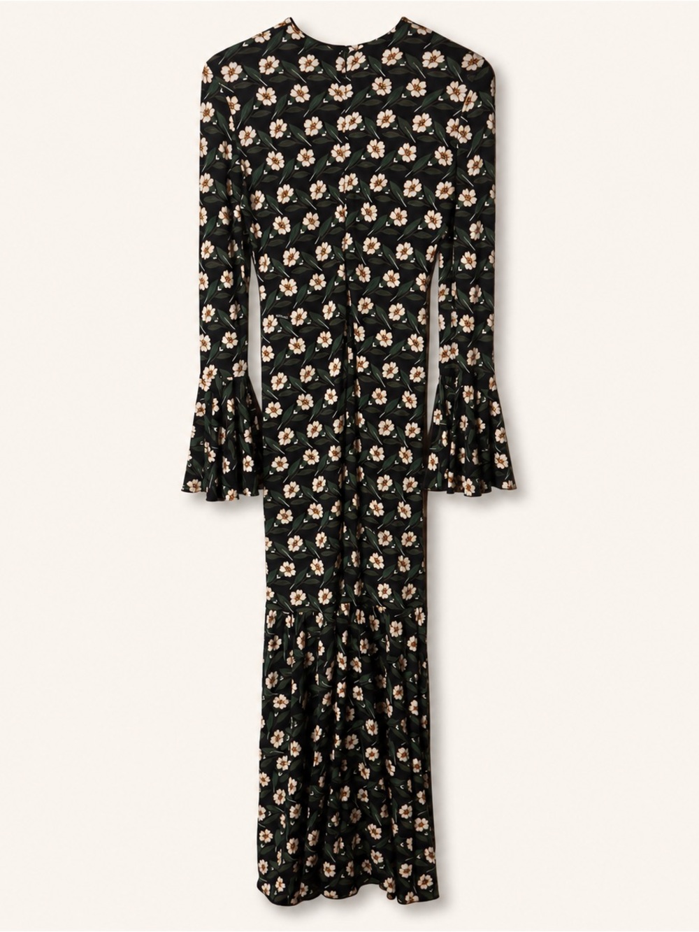 LA DoubleJ Black Maxi Dress with Cream Floral Print